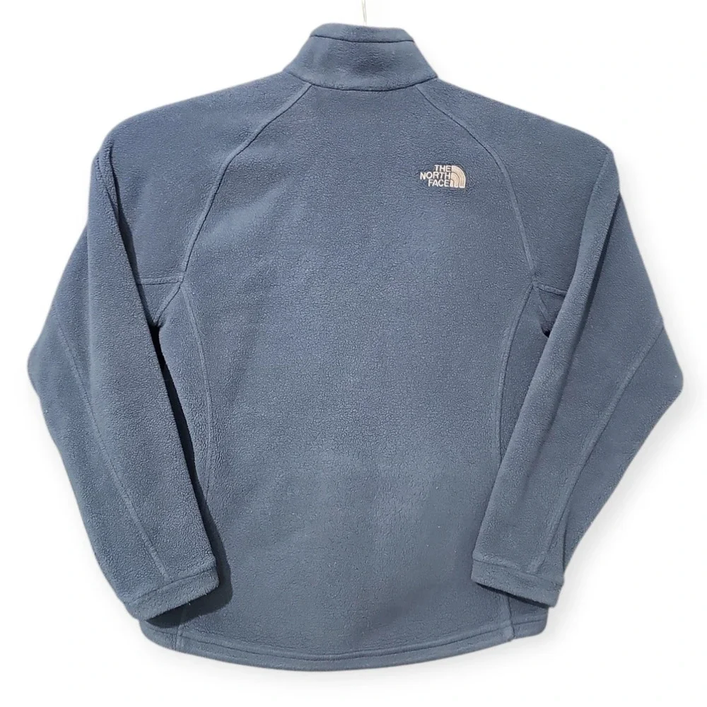 The North Face Full Zip Fleece Mens Small 100% Polyester Navy Blue Mock Neck